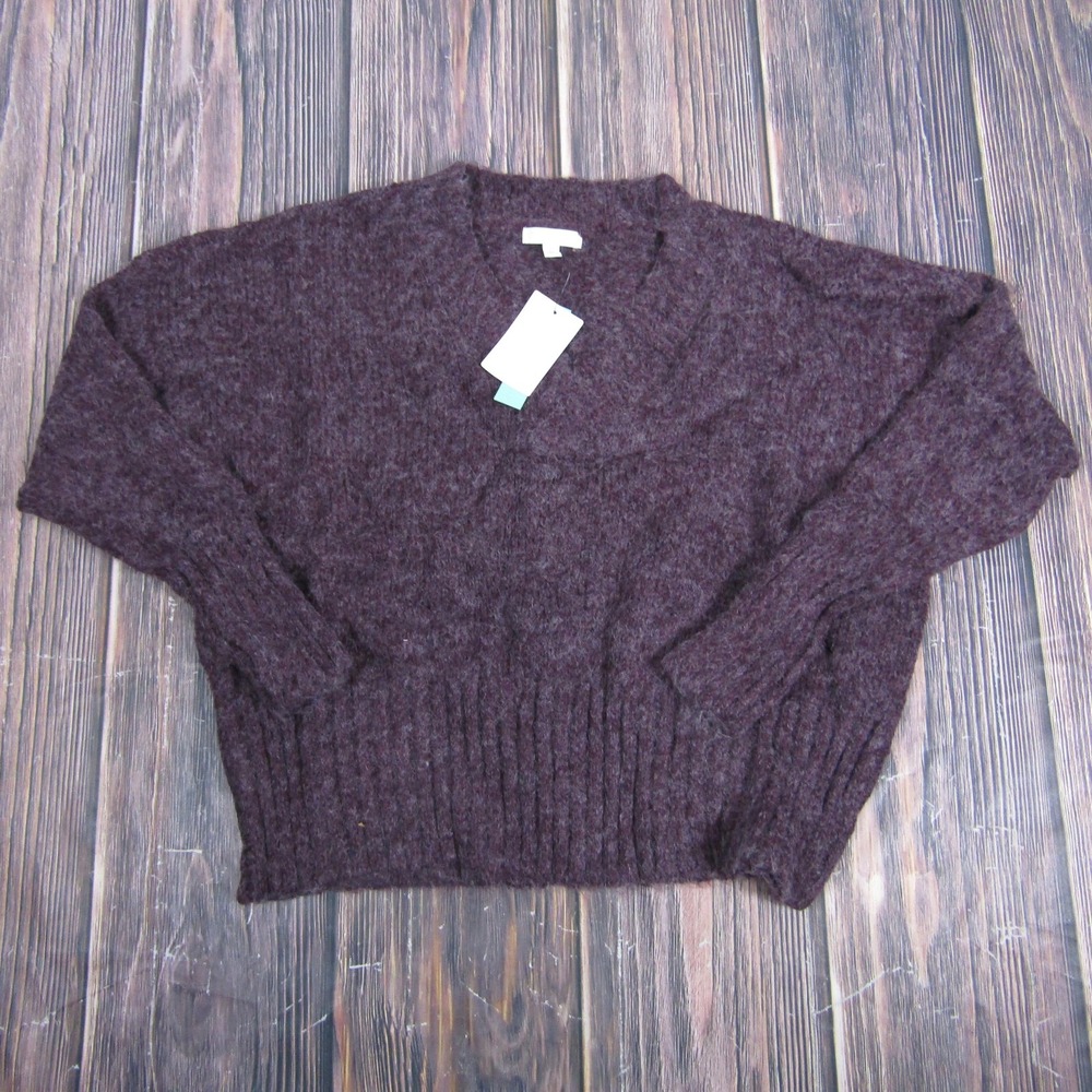 Abound Sweater Womens XXS Burgundy V Neck Pullover Ribbed Hem Nordstrom Cozy